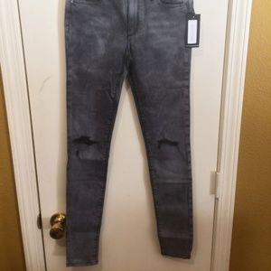 Black Orchid women's 26 rip distressed acid wash JUDE taper stretch jeans 26x31